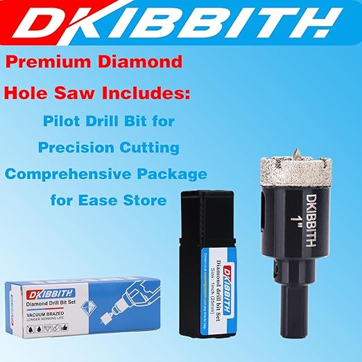 1" Diamond Hole-Saw Bits with Pilot Drill Bit - 2pc 1 in Diamond Tipped Tile Hole Saws with Guiding Bit for Accurate Drilling, for Porcelain Tile Ceramic Pottery Granite Stone Glass Bottles 25mm