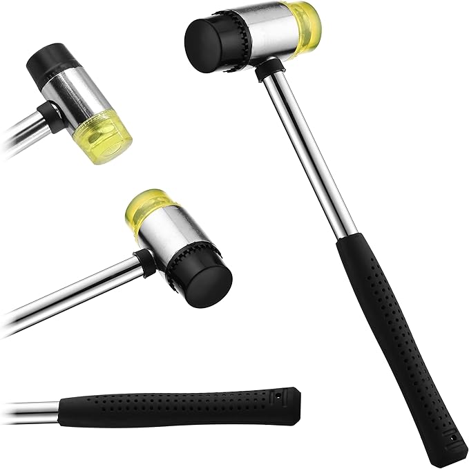 25mm Small Rubber Mallet hammer - rubber hammer with Non‑Slip Grip and Dual Rubber & Nylon Heads for Craft, Tile, Jewelry and Furniture Assembly