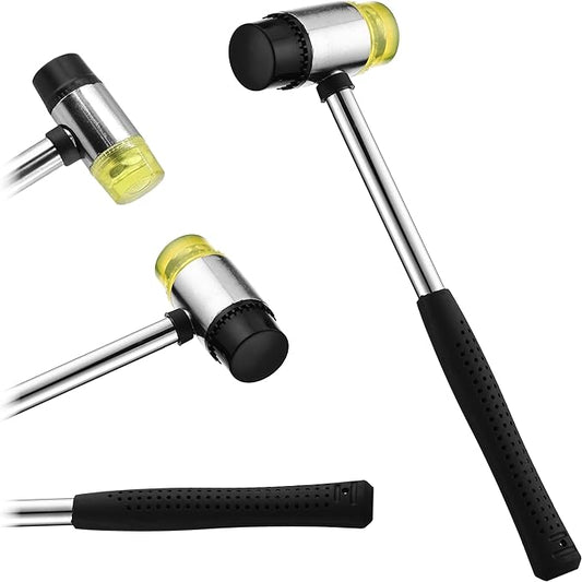 25mm Small Rubber Mallet hammer - rubber hammer with Non‑Slip Grip and Dual Rubber & Nylon Heads for Craft, Tile, Jewelry and Furniture Assembly