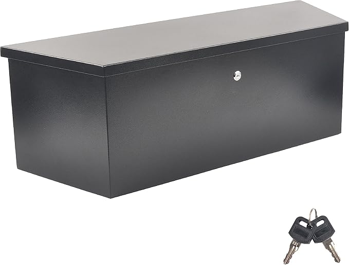 35’’ Trailer Tongue Tool Box, Steel Tool Storage Box for Trailer Tongue, Suitable for Truck, Trailer, Rv（35"*12"*11.8"-Black）