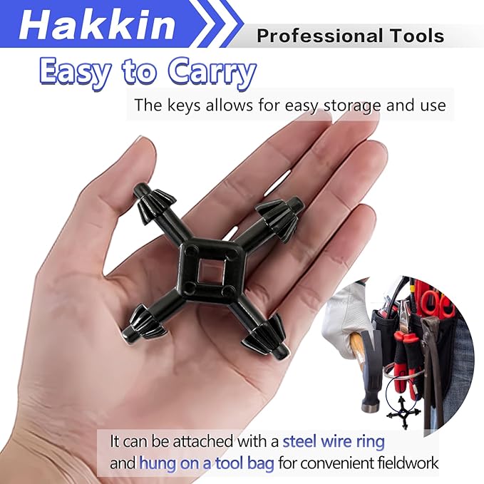 Hakkin 4 Way Chuck Key 4 in 1 Chuck Press Key Wrench, 1/4”, 3/8”, 1/2”, 3/4” Sizes Replacement Drill Clamping Wrench for Electric Drills, Impact Drivers, Home Tools (Size S1)