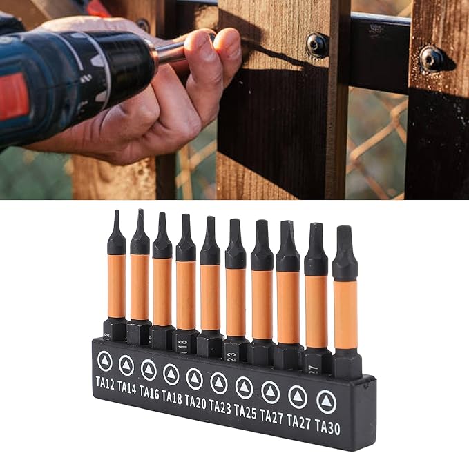 Triangle Screwdriver Set,10 Pcs50mm Length 1/4 Inch Hex Shank S2 Alloy Steel Magnetic Triangular Drill Bit
