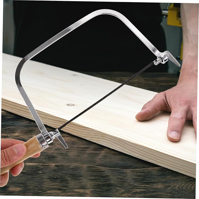 Uonlytech Wooden Handle Coping Saw with Replacement Blades Lightweight Hand Saw for Woodworking PVC and Light Metals Precise Cutting Tool for DIY and Craft Projects