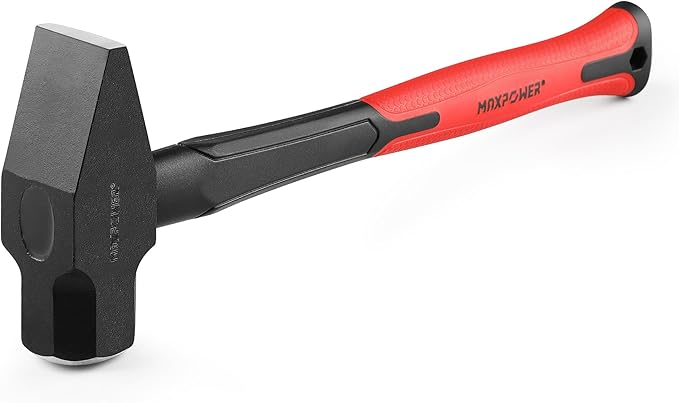 MAXPOWER 3LB Cross Pein Hammer, with 12-7/8" Fiberglass Handle, Drop Forged Steel Head