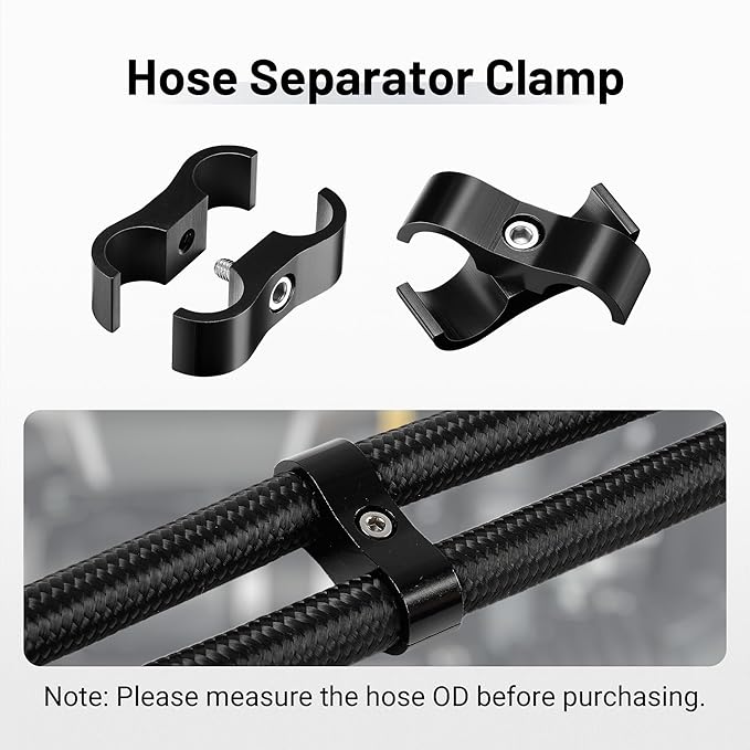 EVIL ENERGY 6AN Hose Separator Clamp, AN6 Fuel Line Mounting Clamp Aluminum Black 10PCS