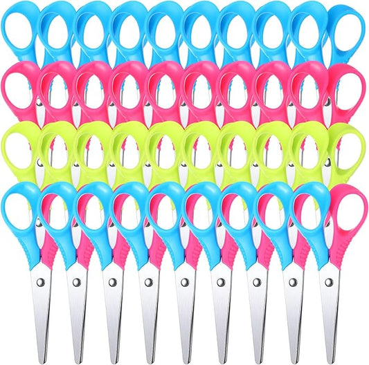 Reginary 36 Pcs Kids Scissors Bulk 5 Inch Student Children Blunt Tip Safety Scissors Multipurpose Rounded Tip for Office Home School Craft Supplies, Multicolor