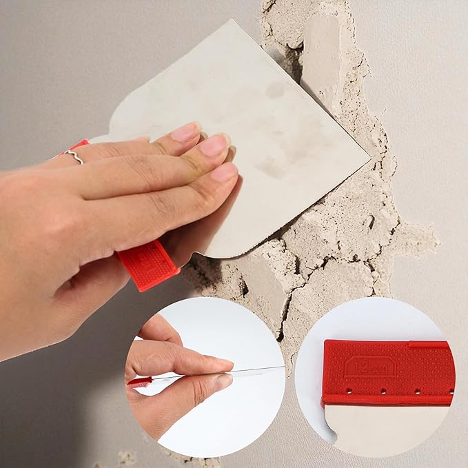 4 Pieces Putty Knife Scraper Set, Stainless Steel Spackle Multipurpose Use Metal Knives for Wall Decoration Hand Tools Drywall Clearing Spreading, Wallpaper Removal, Putty Applying, Plaster Scraping
