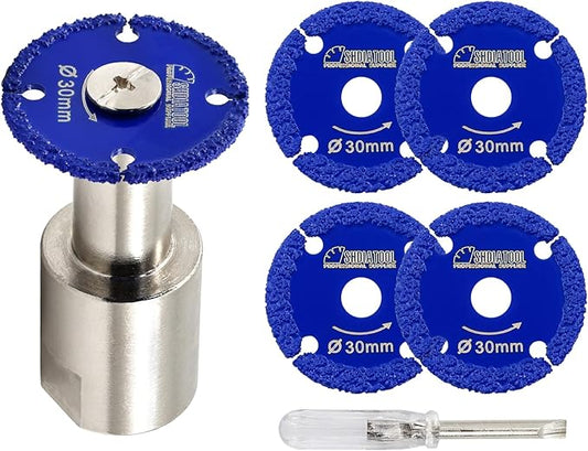 SHDIATOOL Diamond Metal Cutting Saw Blade, 1-3/16-Inch/30mm Mini Circular Saw Disc,Cut-off Wheel for Steel Tube Iron Rebar with 5/8" Flange(5 of Pack)