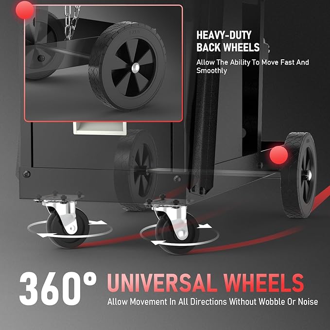 YESWELDER Welding Cart with 3 Drawers for MIG Welder TIG Welder and Plasma Cutter, Heavy Duty Large Storage 360째 Rolling Welding Trolley