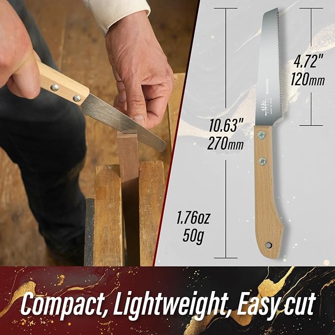 SUIZAN Small Hand Saw 5" Versatile Wood Blade - Compact Japanese Pullsaw Single Edge Woodworking Tools