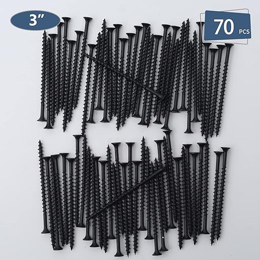 70pcs #8 횞 3 inch High Hardness Drywall Screws, Black, Coarse Thread, Phillips Drive, Bugle Head, Black Wood Screws, Wood and More (3 in, 70)