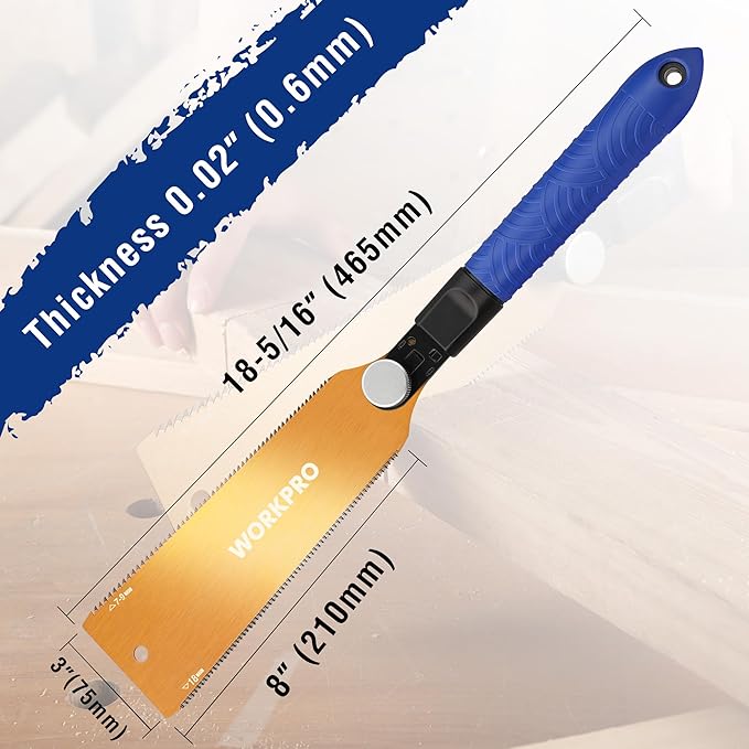 WORKPRO 8 Inch Japanese Pull Saw, Double-Edged Hand Saw for Wood Cutting with 7-9&18 TPI, SK5 Flexible Blade Flush Cut Saw with Non-Slip TPR Handle, Perfect Woodworking Tool Gift