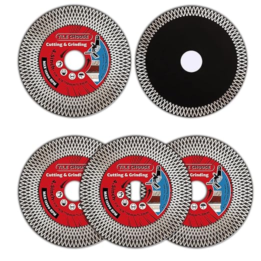 5Pcs/Lot 4.5" Tile Saw Blade Diamond Cutting Blade for Cutting and Grinding Porcelain Tile Granite Marble (4.5", 5)
