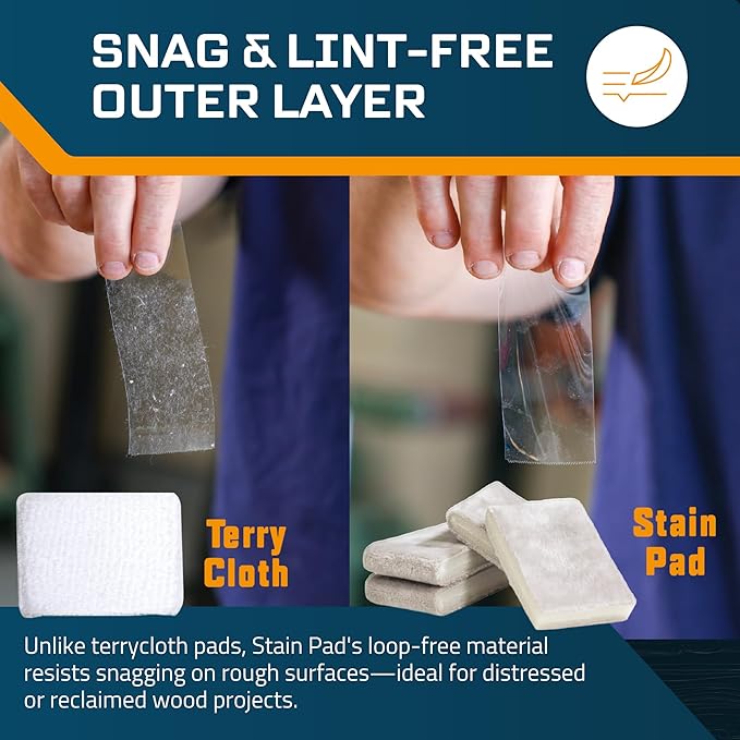 M훮KRS Double Thick Stain Pad, Cut-to-Size Staining Pads, 1-Pack, Lint, Snag, Streak-Free Applicator, Micro Brush Material, Wood Stains and Oil Based Finishes, Easy to Use with Consistent Application