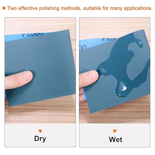 HARFINGTON 45pcs Sandpaper 400 Grit 9 x 3.6 Inch Waterproof Backing Silicon Carbide Abrasive Wet Dry Sanding Sheets for Wood Finishing, Metal Sanding, Automotive Polishing