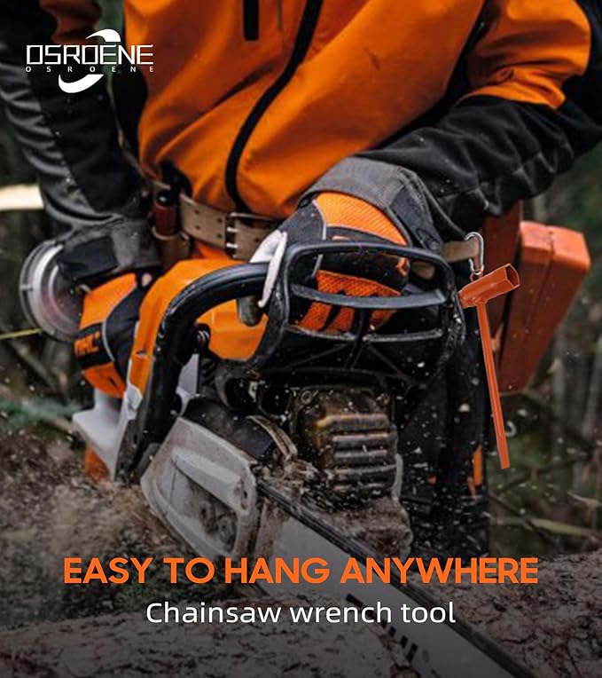 OSROENE Chainsaw Wrench, 2 Pack Orange Chainsaw Tool Chain Saw Scrench with Hook, 13 by 19mm 1/2x3/4 T Wrench Spanner Tool (2, Orange)