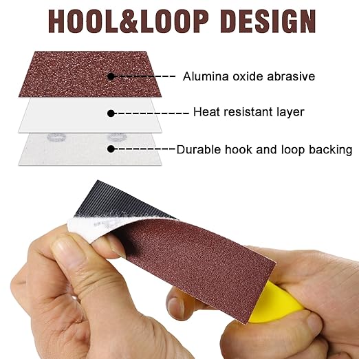 MAXMAN 100pcs Micro Sander Paper Kit, 3.5?쓝 1?쒱and Sanding Block Finger Zip Sander for Small Projects, Assorted Sandpaper of 80 120 240 400 600 800 1000 1200 1500 2000 Grit for Wood Crafts Sanding