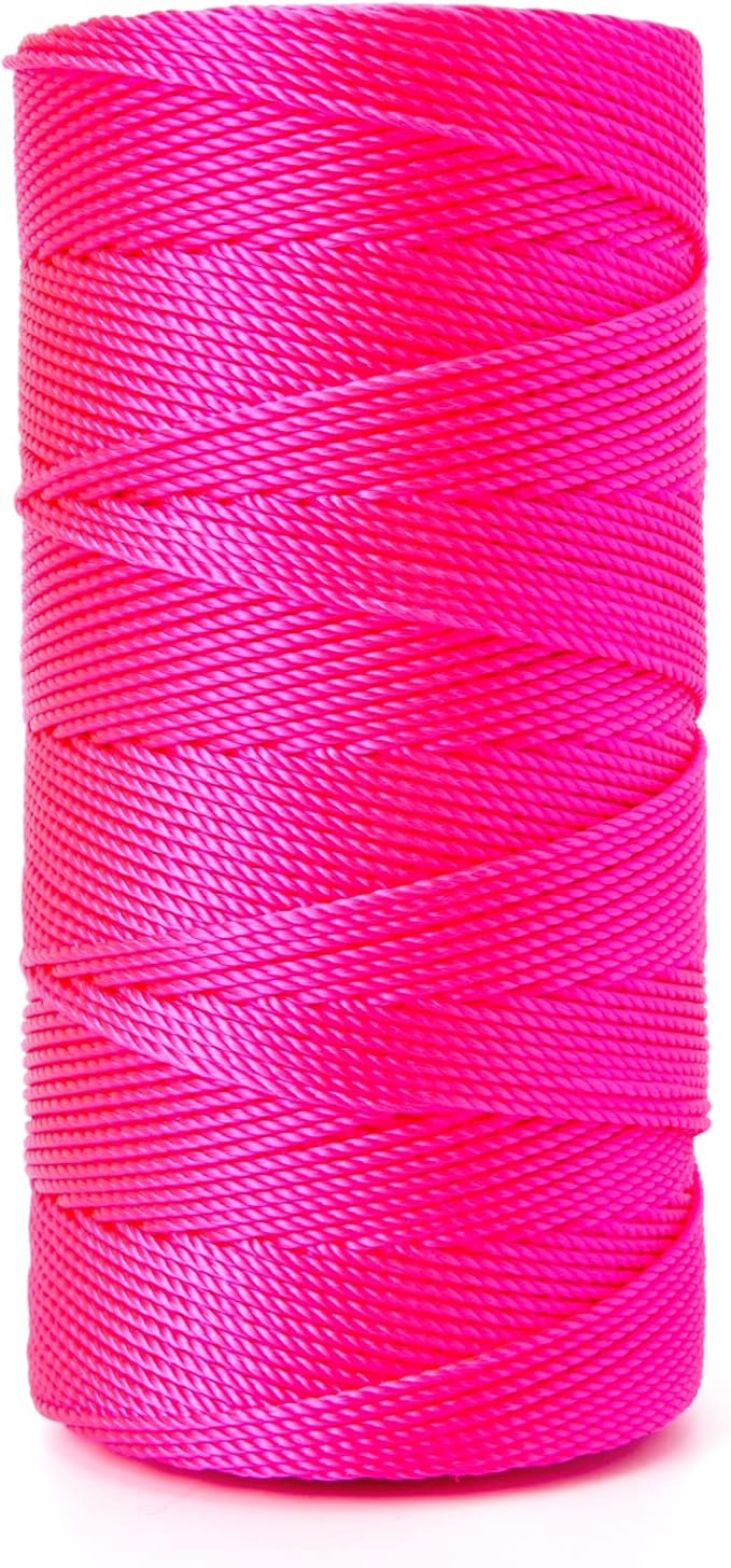 HONGDA Twisted Nylon String, #18 x 1080FT Mason Line String, Nylon Twine for Masonry Job, Trot Line, Decoy Line, Net Making and Mending, Workshop, Crafts, Gardening Fl.Pink