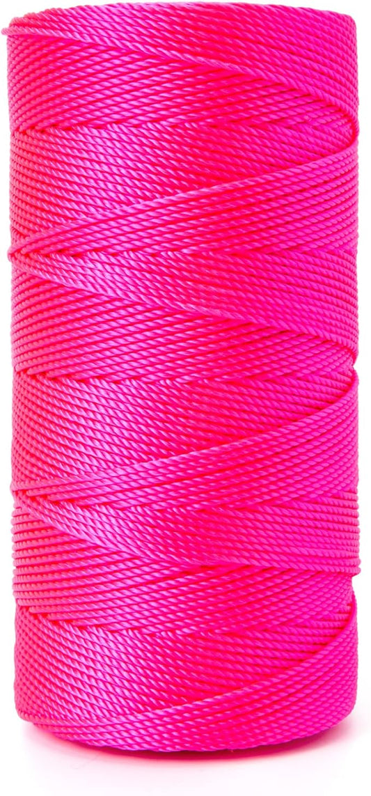 HONGDA Twisted Nylon String, #18 x 1080FT Mason Line String, Nylon Twine for Masonry Job, Trot Line, Decoy Line, Net Making and Mending, Workshop, Crafts, Gardening Fl.Pink