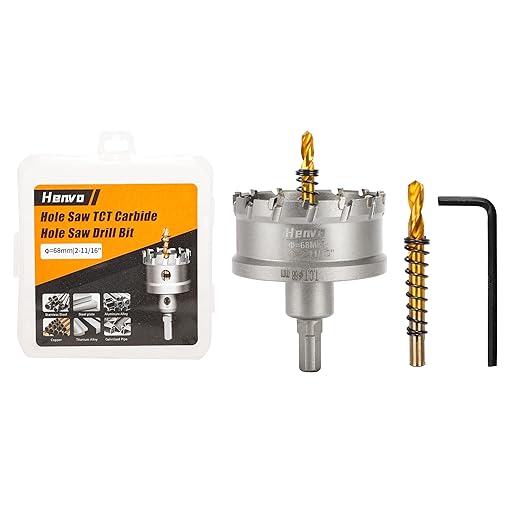 Hole Saw 2-11/16" (68mm) Heavy Duty Carbide with 2 Pilot Drill Bits - Metal Hole Cutter Cuts Stainless Steel, Iron, Copper, Brass, Plastic