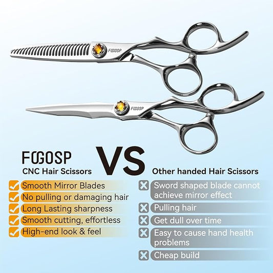 6" Professional Hair Shears Set VG10 Japanese Stainless Steel Sharp Ergonomic Lightweight Regular Straight and Thinning Scissors for Barbers and Salon Professionals
