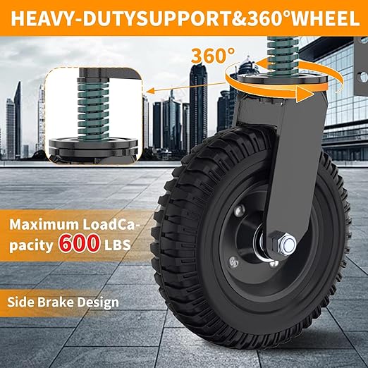 6 Inch Gate Wheel, Made of Fine Iron Solid Rubber, Maximum Weight Capacity 600 Lbs, Corrosion and Rust Resistant for Wood Gates and Metal Pipe Gates (Yellow Upgrade)