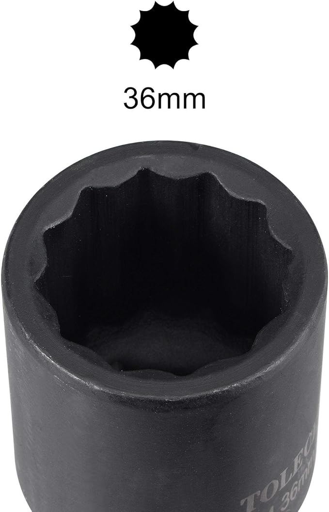 uxcell 3/4-Inch Drive 36mm 12-Point Deep Impact Socket, CR-MO Steel 78mm Length, Metric Sizes