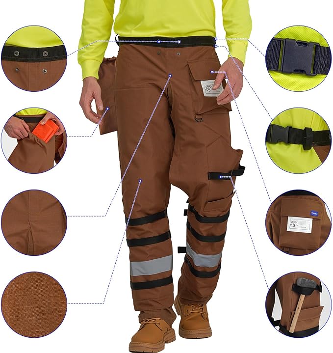 AYKRM Chainsaw Chaps 8-layer Protective Apron Wrap Adjustable orange Chainsaw Pants/Chap for Loggers Forest Workers