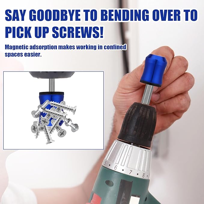 5pcs Strong Magnetic Screw Rings, Screwdriver Magnetic Rings with Non-Slip Design with 4 Double-Ended Screwdriver Bits for Drill Tools Woodworking Home Repairs and DIY Maintenance