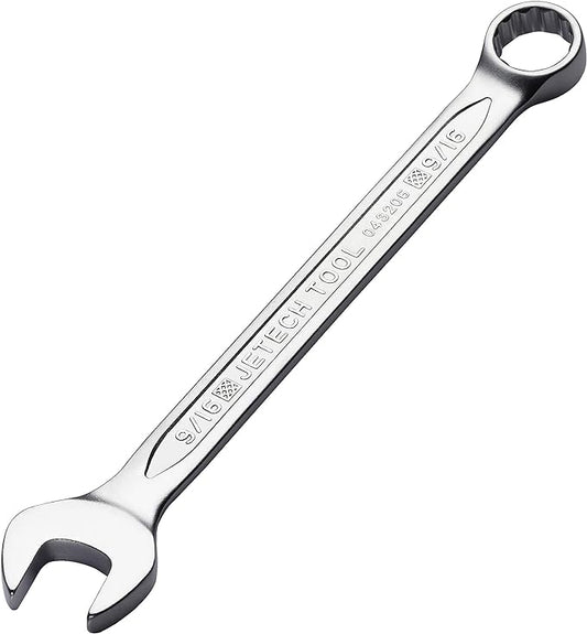 Jetech 9/16 Inch Combination Wrench - Industrial Grade Spanners with 12-Point Design, 15-Degree Offset, Made with Durable Chrome Vanadium Steel in Sand Blasted Finish, SAE
