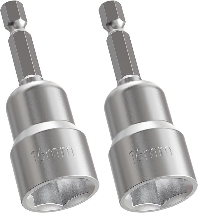 FOCKEAMS 2Pcs 16mm/0.63in Magnetic Nut Setter Driver Drill Bit,Quick-Change,Impact Nut Driver Kit for Electric Drill,1/4" Hex Shank Drill Socket,65 mm Length Cr-V Adapter Drill Bits,Metric&SAE