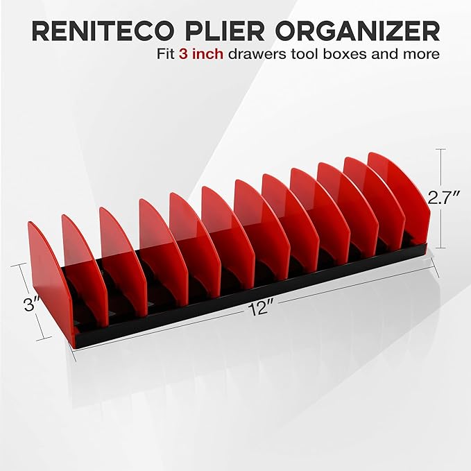 2-Pack Plier Organizer Rack, Pliers Holder with Non-Slip Rubber Base and Adjustable Dividers, 22-Slot Tool Box Organizer, Cutter Organizers, Tool Drawer Organizer(Pliers Not Included)