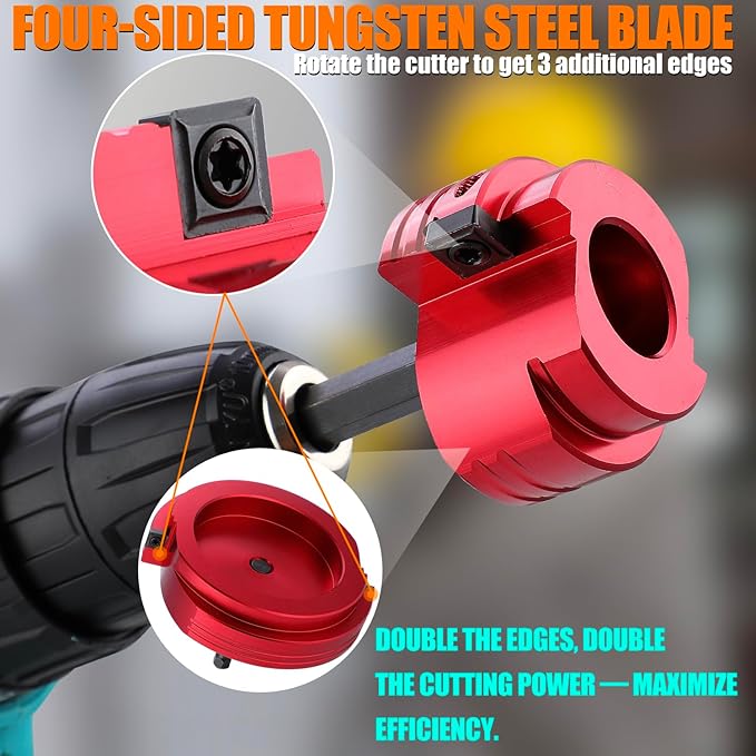 Double-Blade PVC Pipe Reamer Kit (1/2" to 4") 8PCS into Standard 1/2" Drills - Fits Sch.40 CPVC ABS Hub
