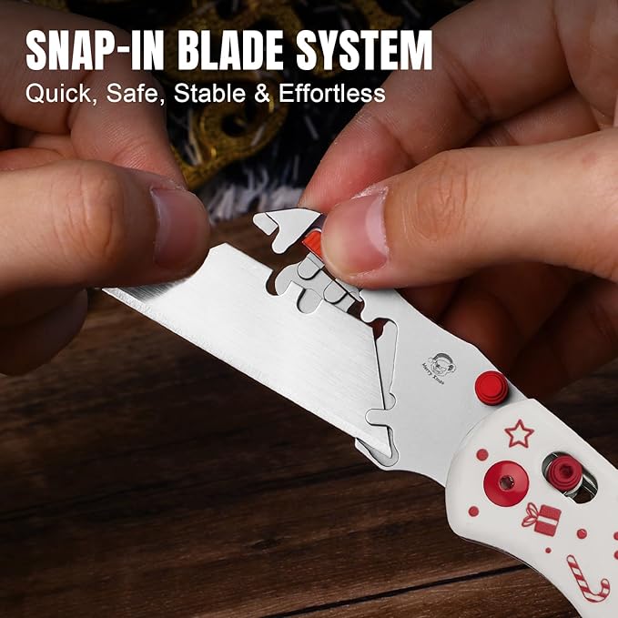 Kizer Uti Bear(Tool-Free Version) Folding Utility Knife, Quick Change Box Cutter EDC knife with G10 Handle, 5PCS Razor Blades, Clutch Lock Small Pocket Knives for Men Women Christmas Gift V3619JMC2