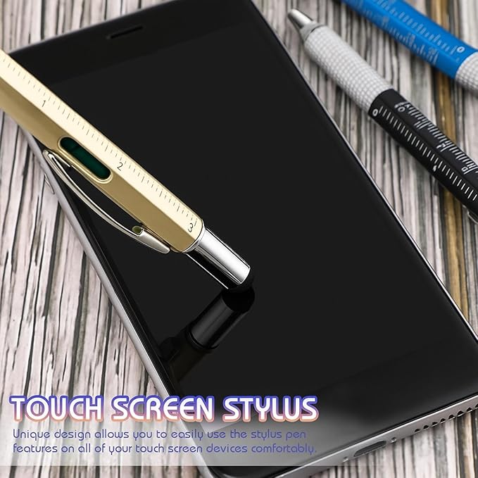 30 Pieces Tool Pen 6-in-1 Multitool Tech Tool Pen with Ruler, Level Gauge, Ballpoint Pen, Stylus Pen, Screwdriver and Slotted Screwdriver Christmas Multifunction Pen Tool Gadget Gifts for Men Dad