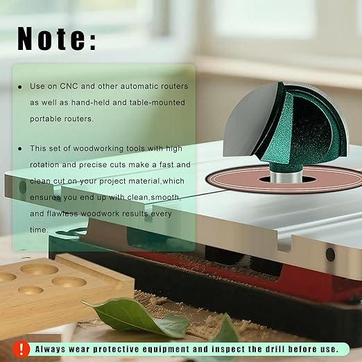Knoweasy 8-Piece Cove Box Router Bit Set with 1/4 Inch Shank, Solid Carbide Round Nose Bits for Woodworking, Includes 1/4, 5/16, 3/8, 1/2, 5/8, 3/4, 7/8 and 1 Inch Cutting Diameters