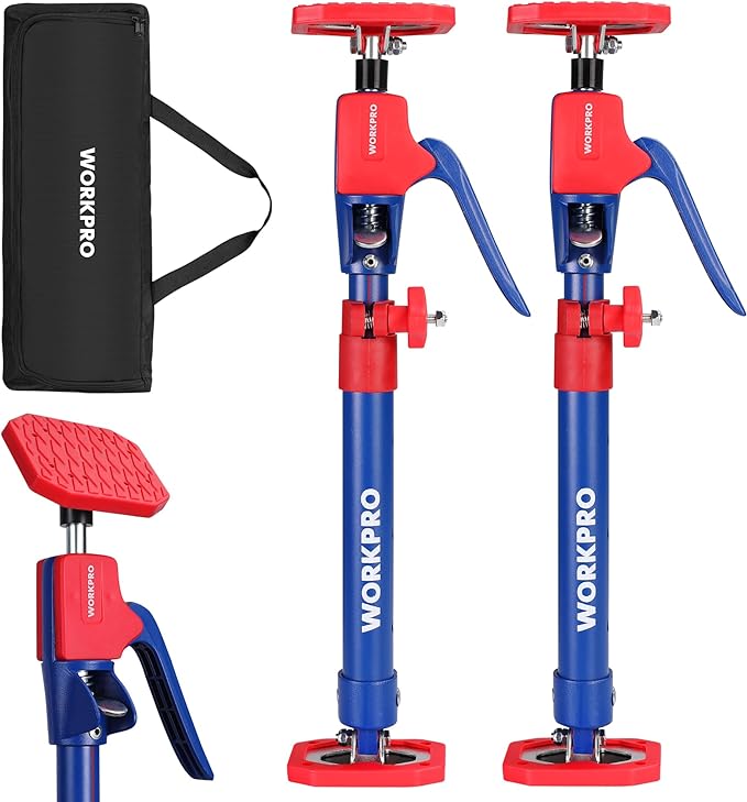 WORKPRO Cabinet Jack Support Pole, 18.5" to 29.5" Steel Telescopic Quick Support Rod Adjustable 3rd Hand Support System with 154 lbs Capacity for Cabinet Jack, Drywall Jack& Cargo Bars, 2-Pack