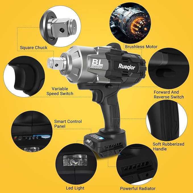 Cordless Impact Wrench 3/4" for DeWalt 20V MAX Battery, Impact Wrench 1700FT-LBS(2300N.m) High Torque Brushless Electric Impact, with 3 Speed Modes Power Impact Driver
