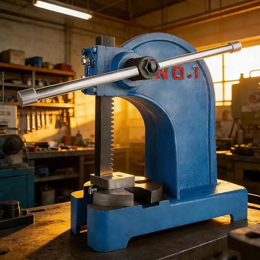 1 Ton Manual Arbor Press with 3 Drift, 5.9" Maximum Height Cast Iron Hand Press, Manual Desktop Arbor Press, Bench Press for Punching Bearings Leather Guitar fret pressing (Blue, 1 TON)