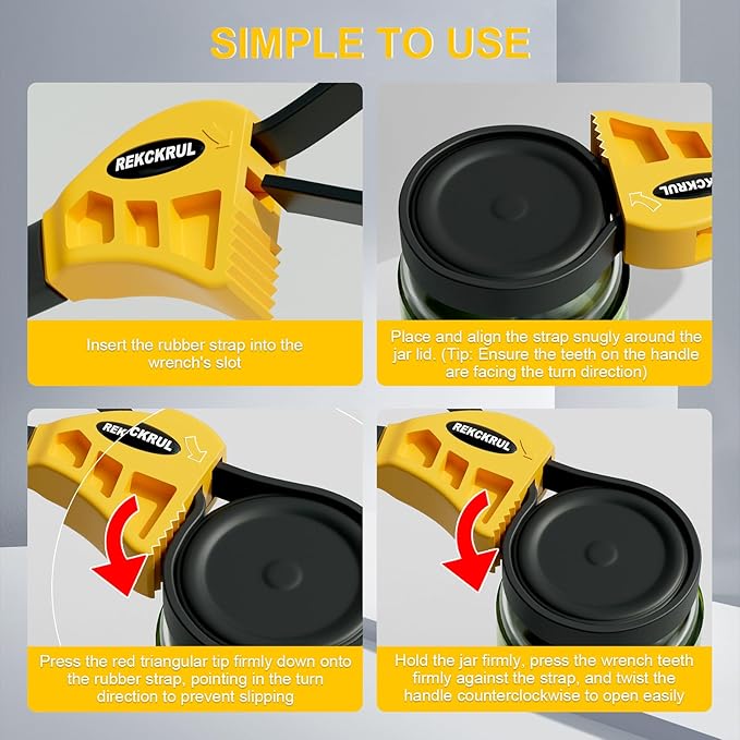 REKCKRUL 2 PCS Heavy-Duty Strap Wrench Set Upgrade ??4" to 6" Diameter Adjustable Oil Filter Wrench, Reinforced Rubber - Jar Opener, Plumbing Tool for Shower Heads, Water Filters, Pipes