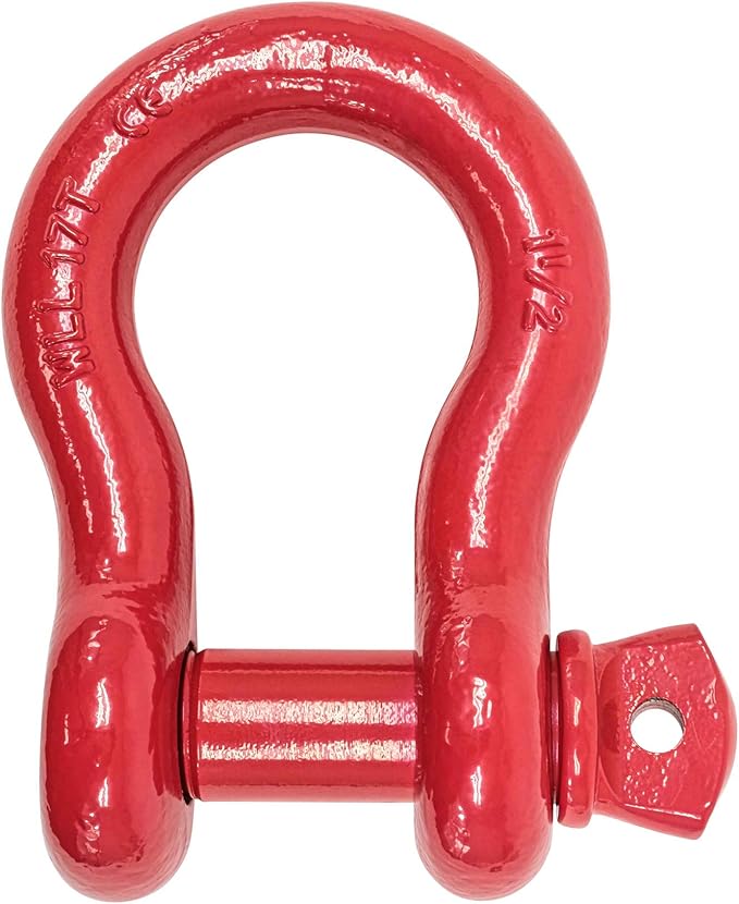 Mytee Products (2 Pack 1-1/2" Anchor Shackle Forged Carbon Steel w/Alloy Screw Pin WLL # 17 Tons (34,000 lbs)| Double Rust Protection Heavy Duty D Ring Shackle for Towing, Rigging & Vehicle Recovery
