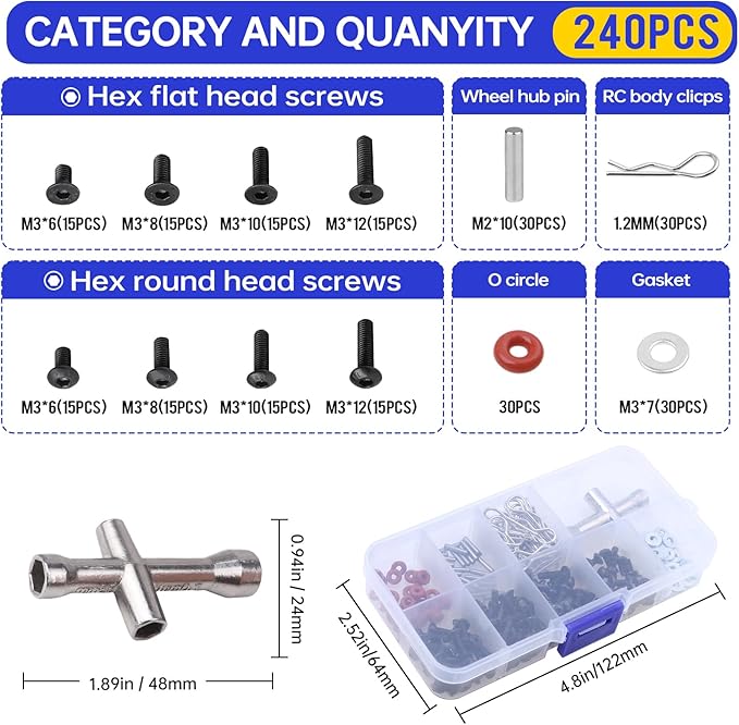 13-in-1 RC Tools Kits Box Set, RC Screw Kit, Hex Phillips Flat Nut Drivers, Pliers, Wrench, Repair Tools Screwdriver Set for Traxxas Arrma Axial Redcat Losi RC Model Car Drone Boat