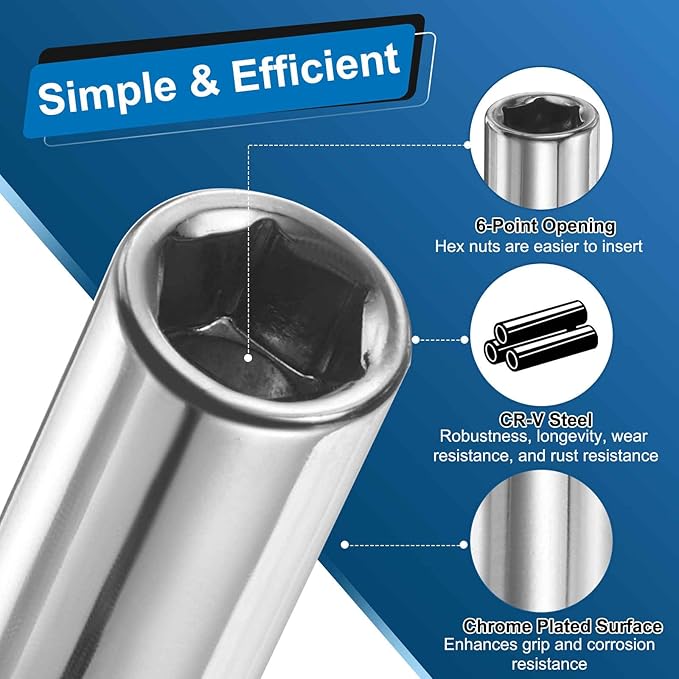 HARFINGTON 3pcs Nut Driver Drill Bit 6mm Metric Socket 1/4" Hex Shank 3.94" (100mm) Long 6-Point Socket Quick Change CR-V Steel Bolt Setters for Power Drill Driver
