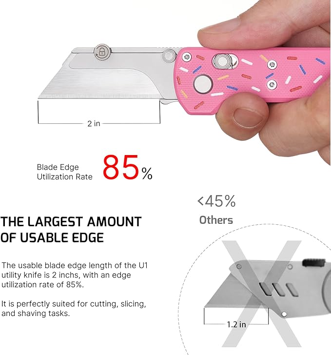 OKNIFE Otacle U1 Folding Pocket Utility Knife, Quick Change Box Cutter with Rail Lock, EDC Razor Knife with Pocket Clip for Office, Factory (Doughnut)