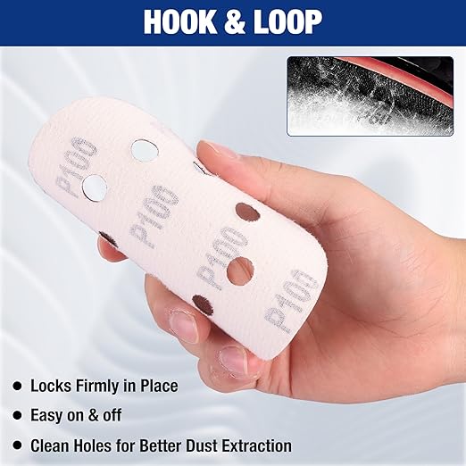 WORKPRO 50-Piece 100 Grit Sanding Discs - 5-Inch 8-Hole Hook and Loop Sandpaper for Random Orbital Sander (Not for Oscillating Tools or Mouse Sander)