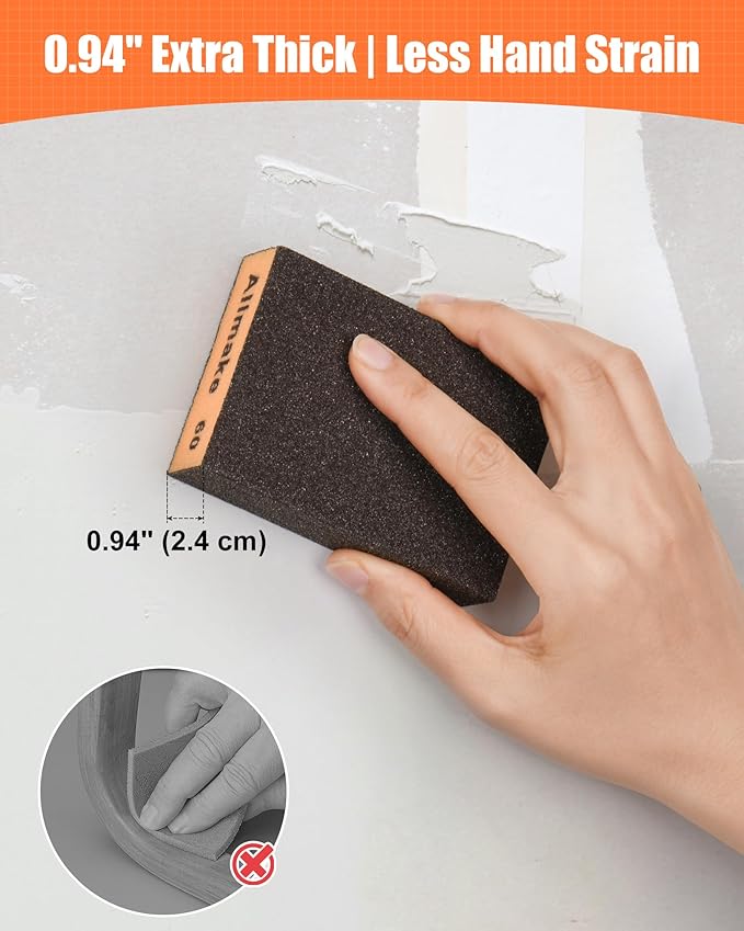 10 Pack Sanding Sponge, Washable and Reusable Sanding Block, 60 80 120 180 220 Grit Wet Dry Sandpaper Block for Wood, Drywall Sanding Block for Wood Furniture Crafts Metal Polishing Sand Paper Block
