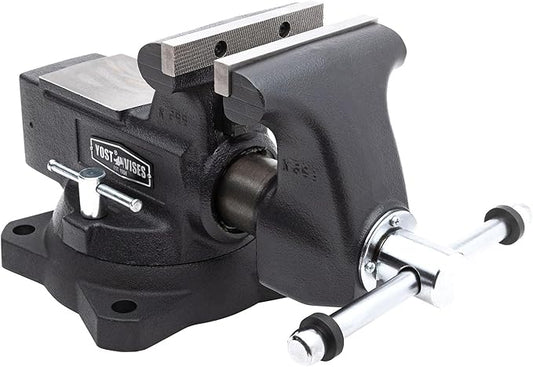 Yost HD550-C Heavy Duty 5-1/2 Inch Mechanics Work Bench Vise | Heavy Duty Woodworking & Metal Work Table with Secure Grip Swivel Base | 60,000 PSI Casting Iron Material with Extra-large Anvil Surface