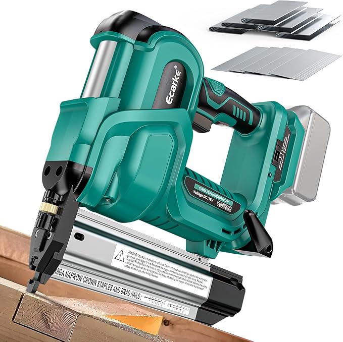 Ecarke 2" Brad Nailer Cordless Stapler Compatible with Makita 18V (No Battery), 2 in 1 Electric Nail Gun/Staple Gun with 18GA Nails/Staples, Battery Power Nail Gun for Trim Wood Crafting Carpentry DIY