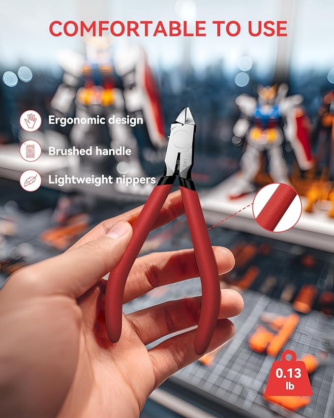 Model Nippers with Ultra-thin Single Edge, Uleey 4.9 inch Sprue Cutter for Beginners, Model Cippers for Plastic Model Building and Fixing (Red)