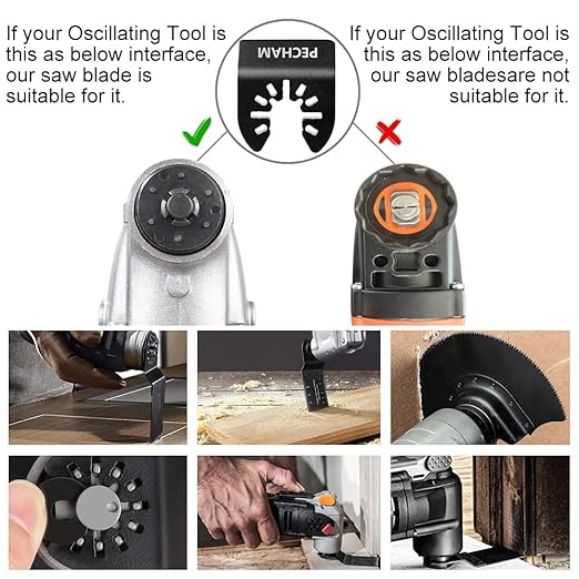 PECHAM 21PCS Universal Wood Metal Oscillating Multitool Quick Release Saw Blades Fit Porter Cable Black & Decker Rockwell Ridgid Ryobi Milwaukee DeWalt Chicago Craftsman